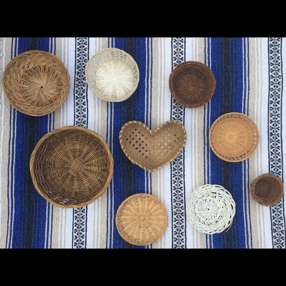 Vintage Boho Basket Wall 9pc Set